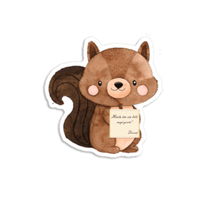 Zahvalnica sa čokoladicom veverica