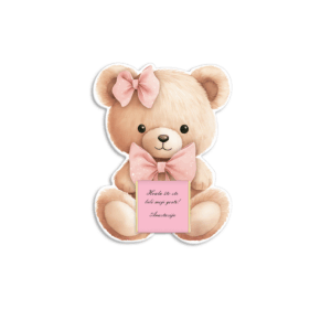 Zahvalnica sa čokoladicom roza meda sa mašnicom