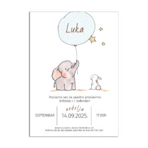 Pozivnica slonče sa balonom