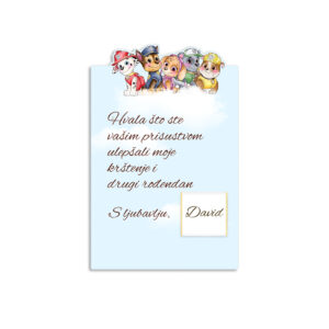 Zahvalnica sa čokoladicom Patrolne šape - Slika 1