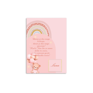 Zahvalnica sa čokoladicom meda sa balonima rozi II a6 - Slika 1