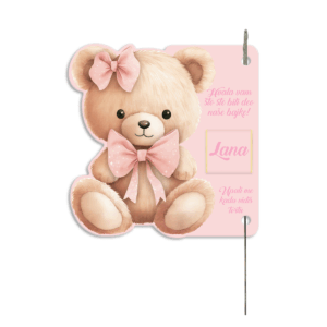 Zahvalnica sa čokoladicom i prskalicom roza meda sa mašnicom