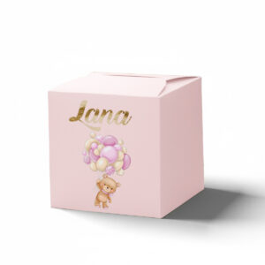 Kutija kockica meda sa balonima rozi