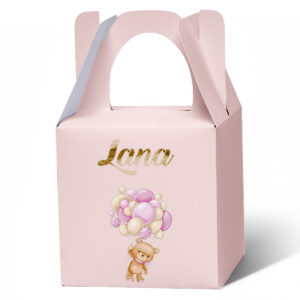 Kutija torbica meda sa balonima rozi