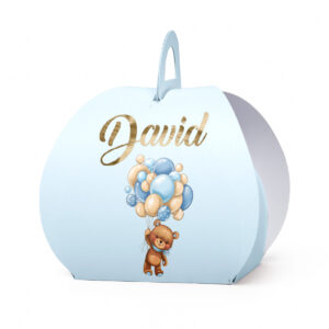 Kutijica za poklone ovalna meda sa balonima plavi