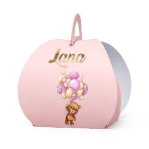 Kutijica za poklone ovalna meda sa balonima rozi